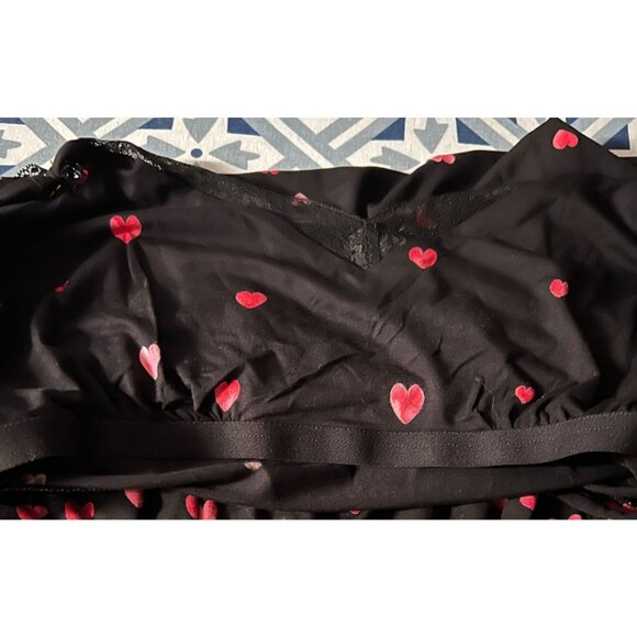 Soma Cool Nights Lace Trim Chemise Floating Hearts Black Size XL NWT Nightgown - Picture 7 of 10